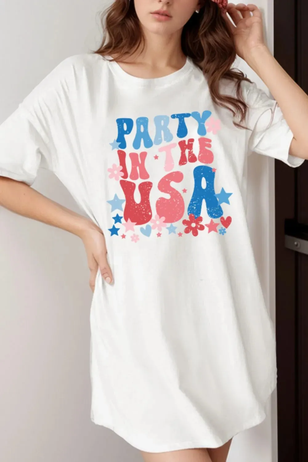 PARTY IN THE USA Graphic Oversized Tee sold by Charming Charlie