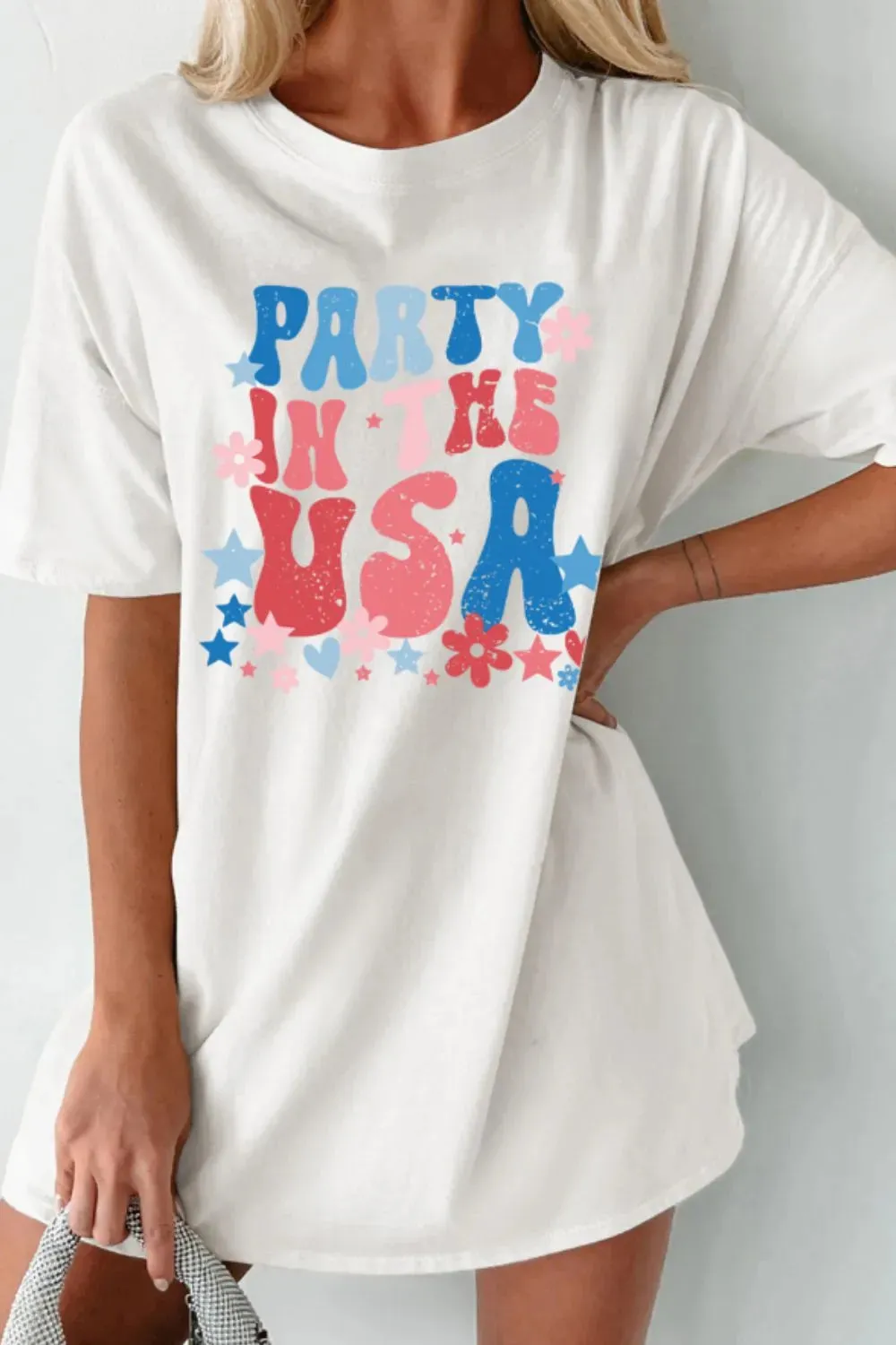PARTY IN THE USA Graphic Oversized Tee sold by Charming Charlie product image thumbnail 4