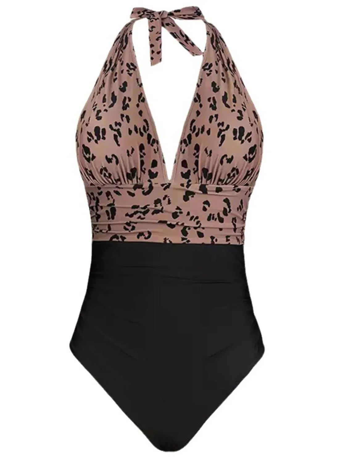 Full Size Leopard Halter Neck One-Piece Swimwear Plus Size sold by Charming Charlie product image thumbnail 3
