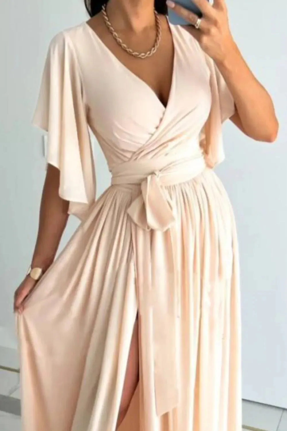 Surplice Flutter Sleeve Maxi Dress sold by Charming Charlie product image thumbnail 3