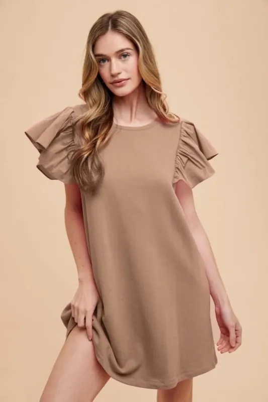 Annie Wear Round Neckline Ruffle Sleeve Relaxed Knit Dress sold by Charming Charlie