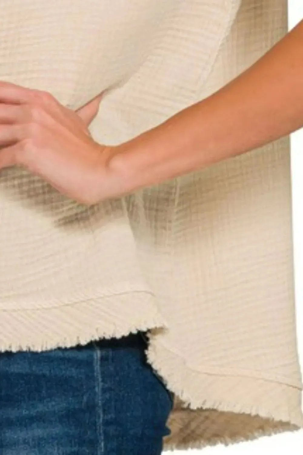 Zenana Double Gauze Raw Edge V-Neck Tank sold by Charming Charlie product image thumbnail 3