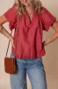 Floral Embroidered Scallop Trim Short Sleeve Notched Blouse sold by Charming Charlie