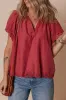 Floral Embroidered Scallop Trim Short Sleeve Notched Blouse sold by Charming Charlie