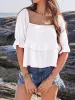 Ruffled Square Neck Half Sleeve Blouse sold by Charming Charlie
