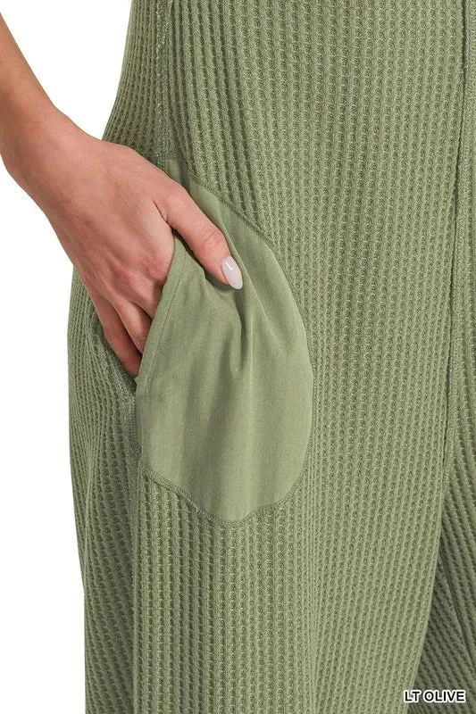 Zenana Knit Waffle Wide Leg Overalls sold by Charming Charlie product image thumbnail 5