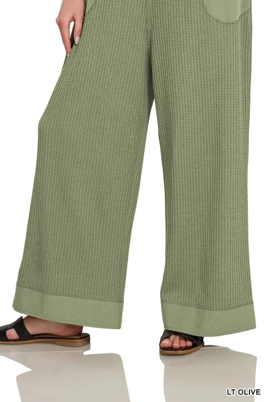 Zenana Knit Waffle Wide Leg Overalls sold by Charming Charlie product image thumbnail 4