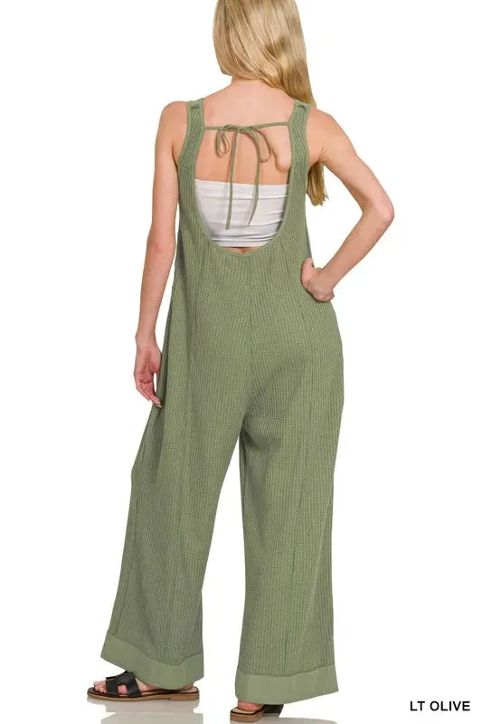Zenana Knit Waffle Wide Leg Overalls sold by Charming Charlie product image thumbnail 2