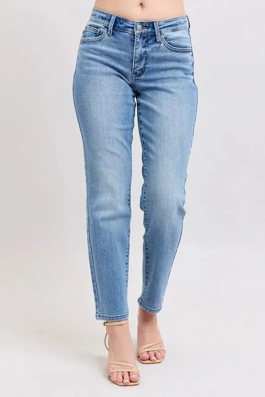 Judy Blue Full Size Mid Rise Vintage Wash Slim Jeans with Cell Phone Pocket Plus Size sold by Charming Charlie