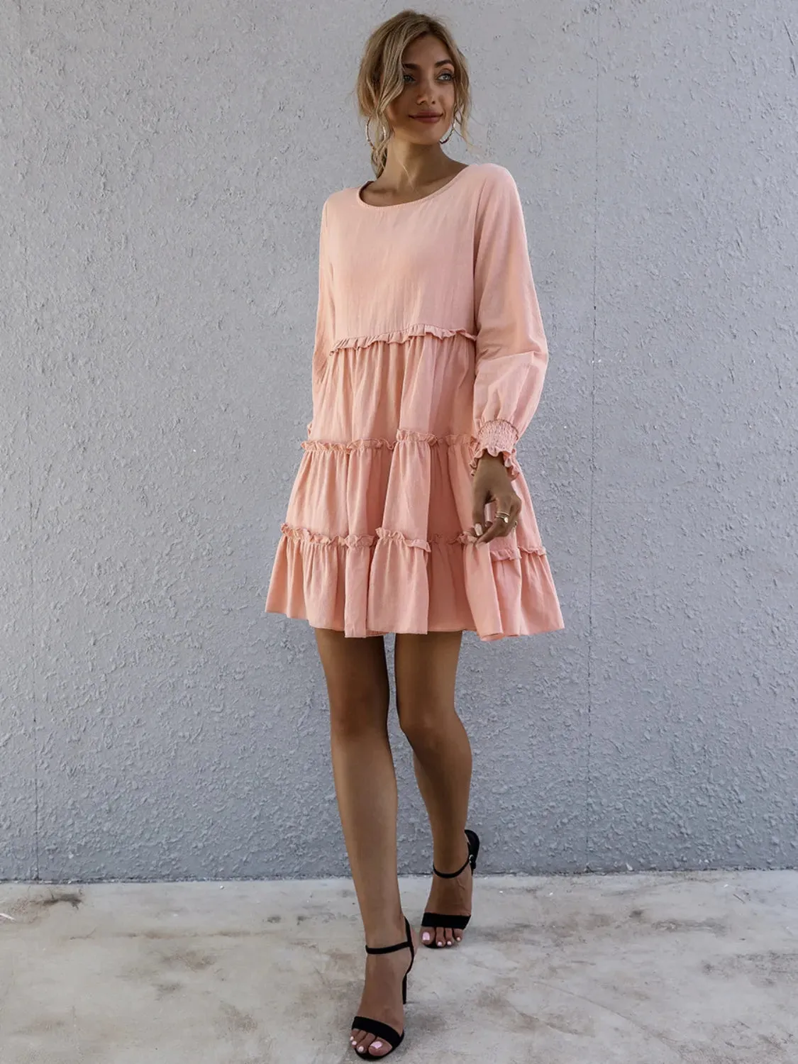 Frill Tiered Long Sleeve Mini Dress sold by Charming Charlie product image thumbnail 5