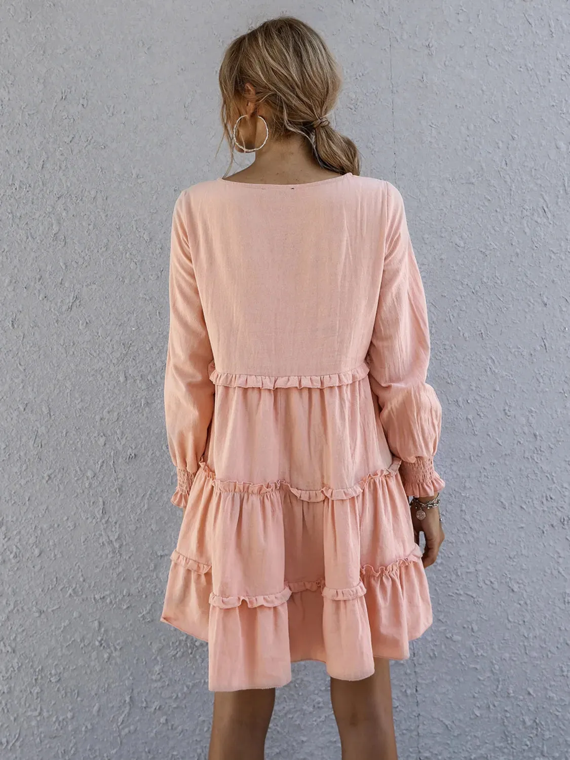 Frill Tiered Long Sleeve Mini Dress sold by Charming Charlie product image thumbnail 4