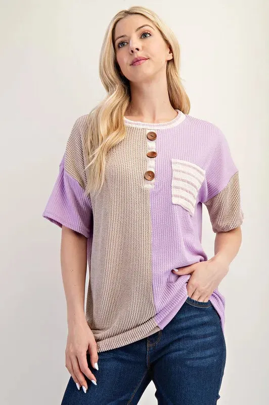 Celeste Full Size Rib Contrast Short Sleeve T-Shirt Plus SIze sold by Charming Charlie product image thumbnail 2