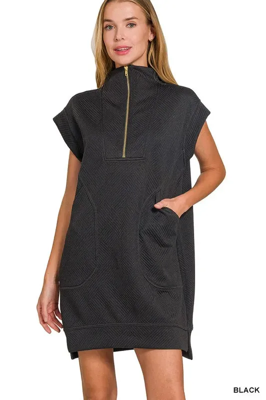 Zenana Textured Knit Jacquard Quarter Zipper Mini Dress sold by Charming Charlie product image thumbnail 2