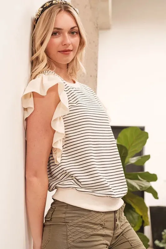 Lime 'N' Chili Striped Contrast Ruffle Detail Sleeveless Top sold by Charming Charlie product image thumbnail 5