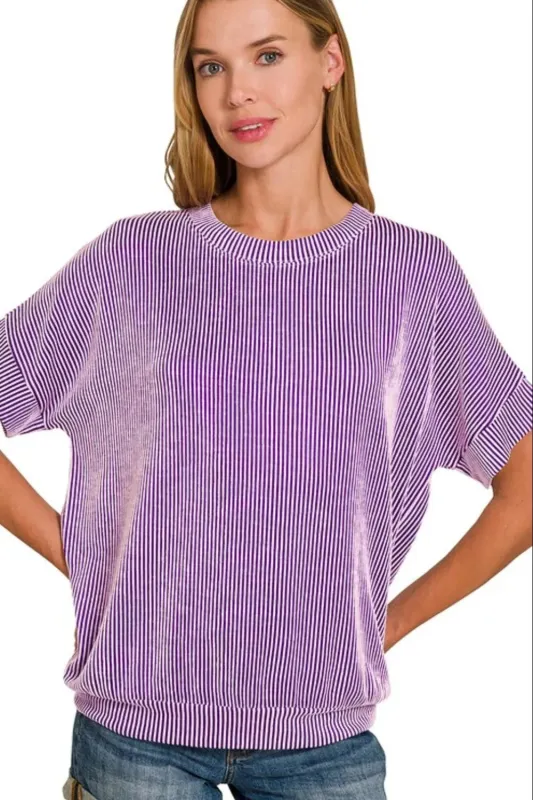 Zenana Corded Rib Short Sleeve T-Shirt sold by Charming Charlie