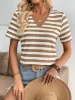 Striped V-Neck Short Sleeve T-Shirt sold by Charming Charlie