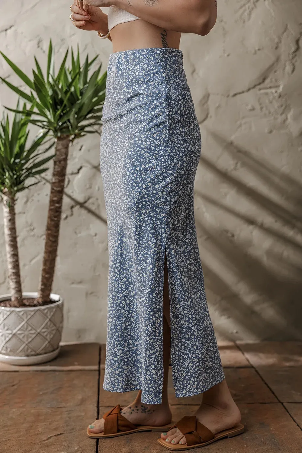 Boho Floral High Waist Skirt with Side Split sold by Charming Charlie product image thumbnail 5