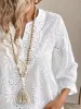 Eyelet Notched 3/4 Sleeve Blouse sold by Charming Charlie