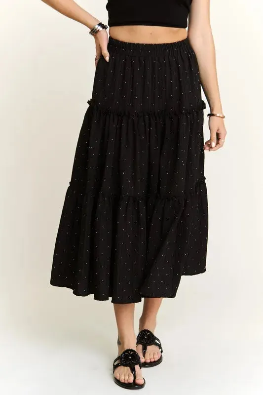 ADORA Rhinestone Accent Tiered Skirt sold by Charming Charlie