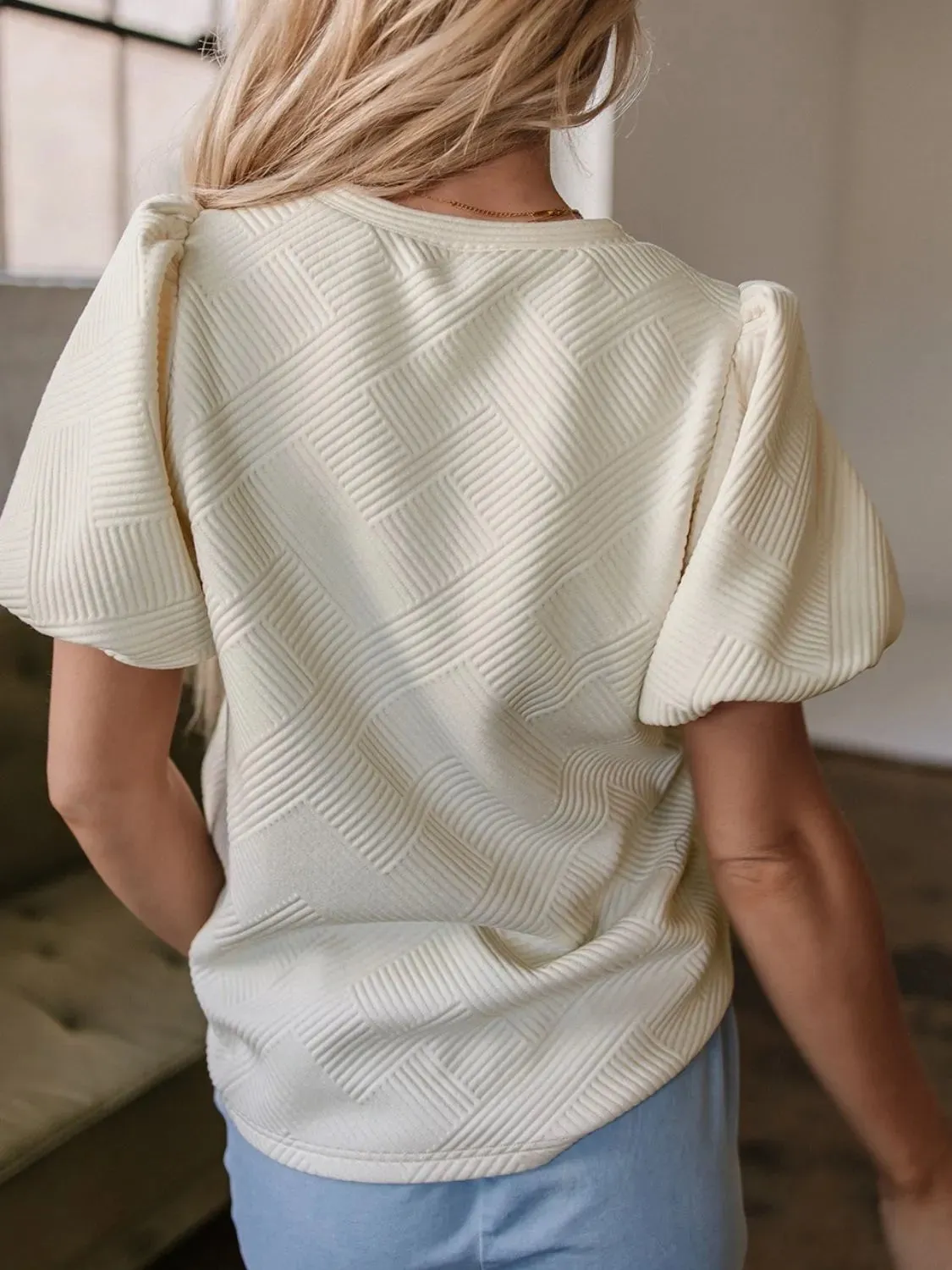 Textured Puff Sleeve T-Shirt sold by Charming Charlie product image thumbnail 2