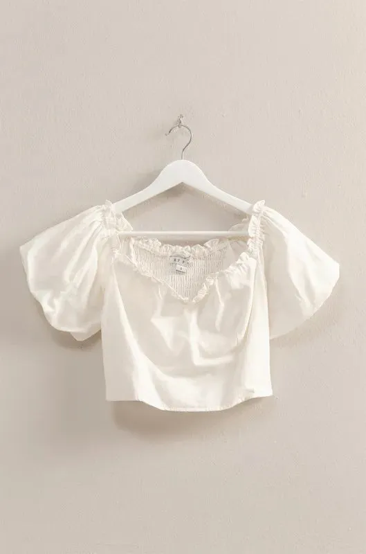 HYFVE Puff Sleeve Sweetheart Neck Top sold by Charming Charlie product image thumbnail 2