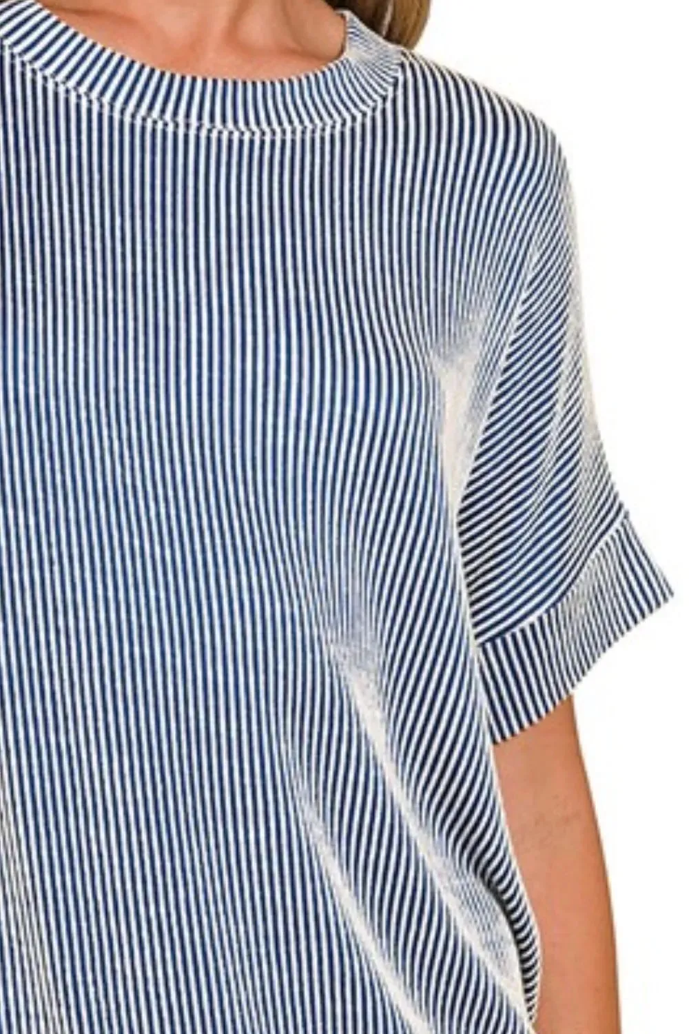 Zenana Corded Rib Short Sleeve T-Shirt sold by Charming Charlie product image thumbnail 3