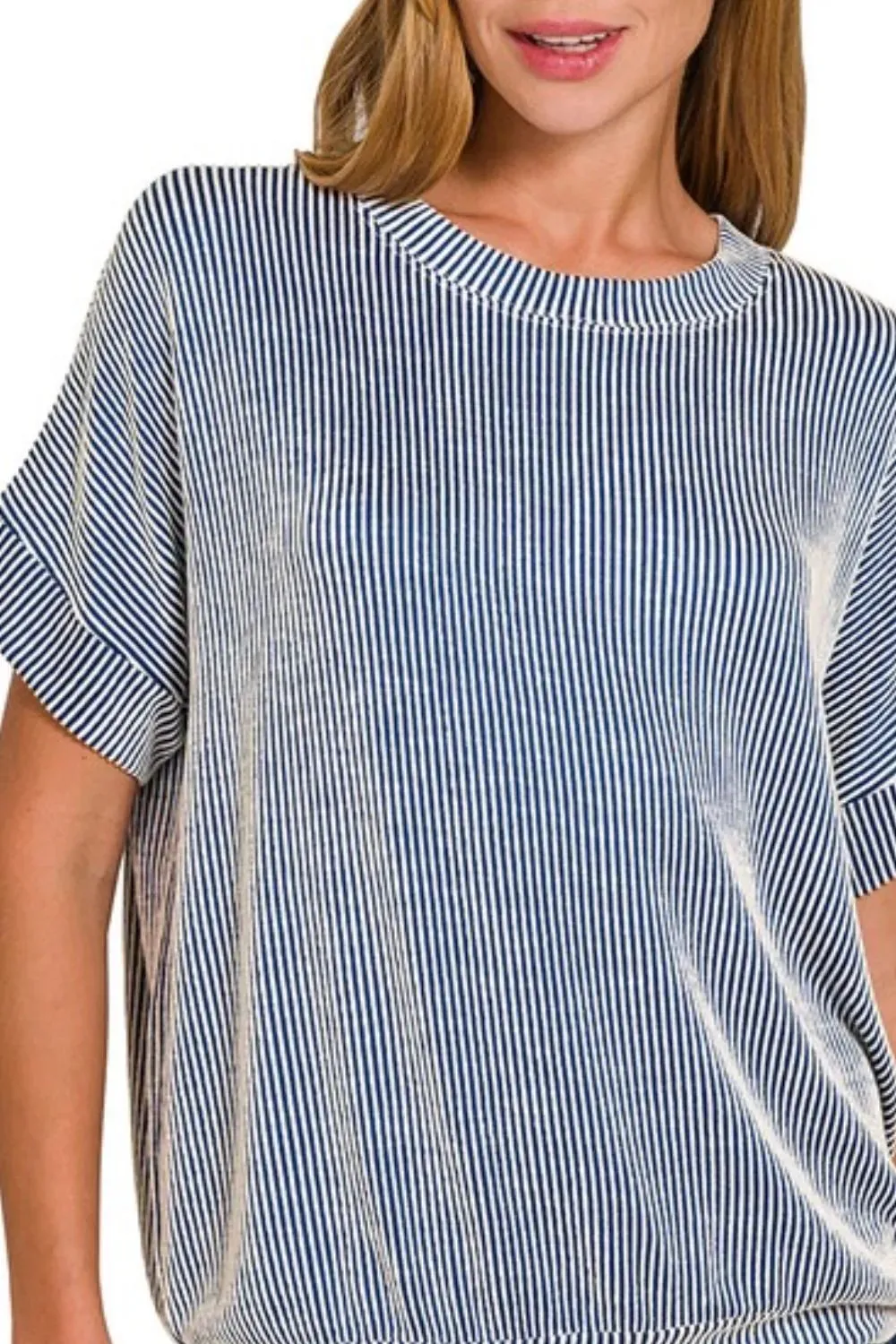 Zenana Corded Rib Short Sleeve T-Shirt sold by Charming Charlie product image thumbnail 2