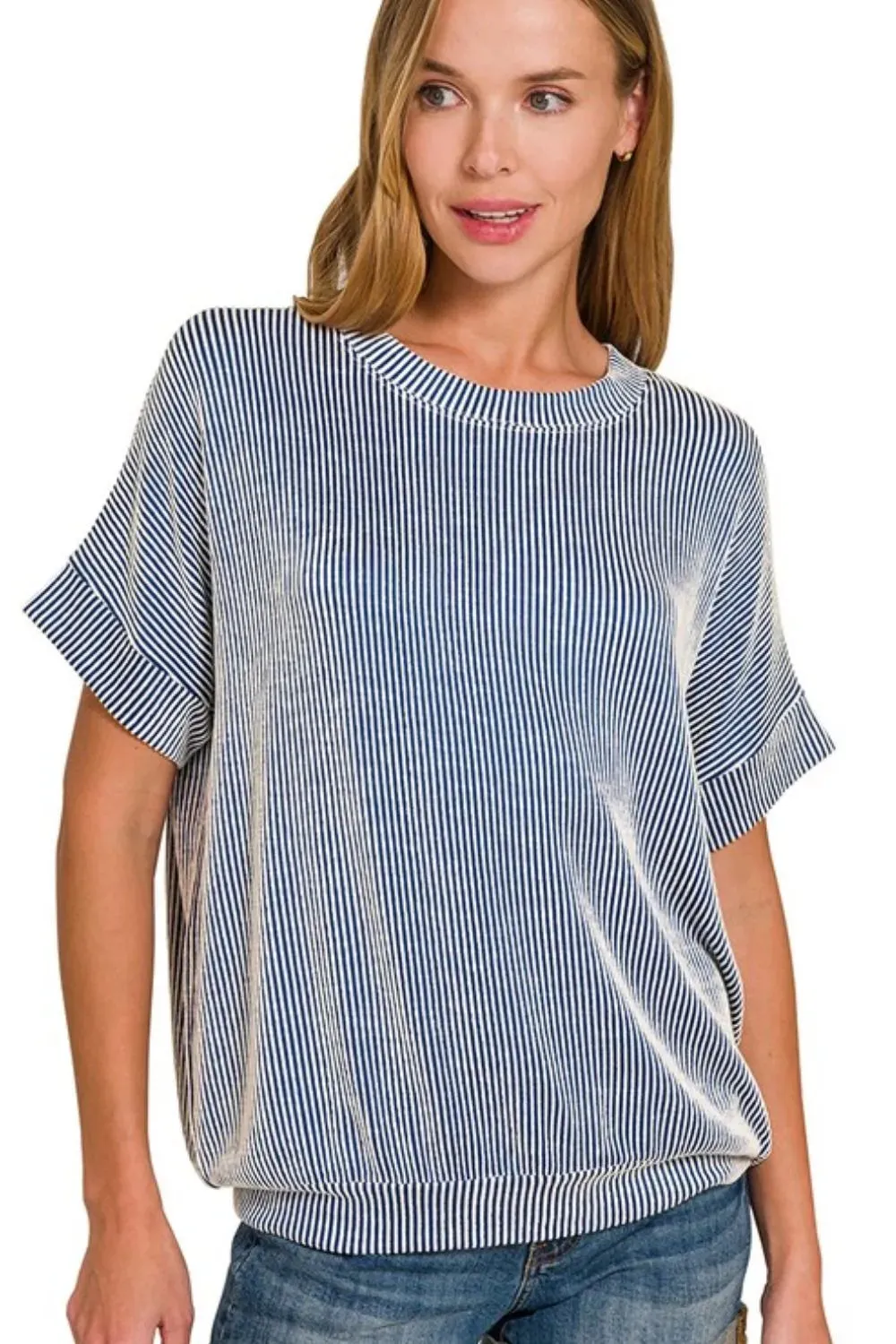 Zenana Corded Rib Short Sleeve T-Shirt sold by Charming Charlie