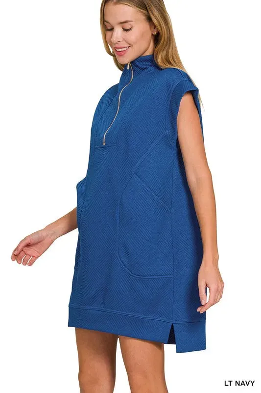 Zenana Textured Knit Jacquard Quarter Zipper Mini Dress sold by Charming Charlie product image thumbnail 2