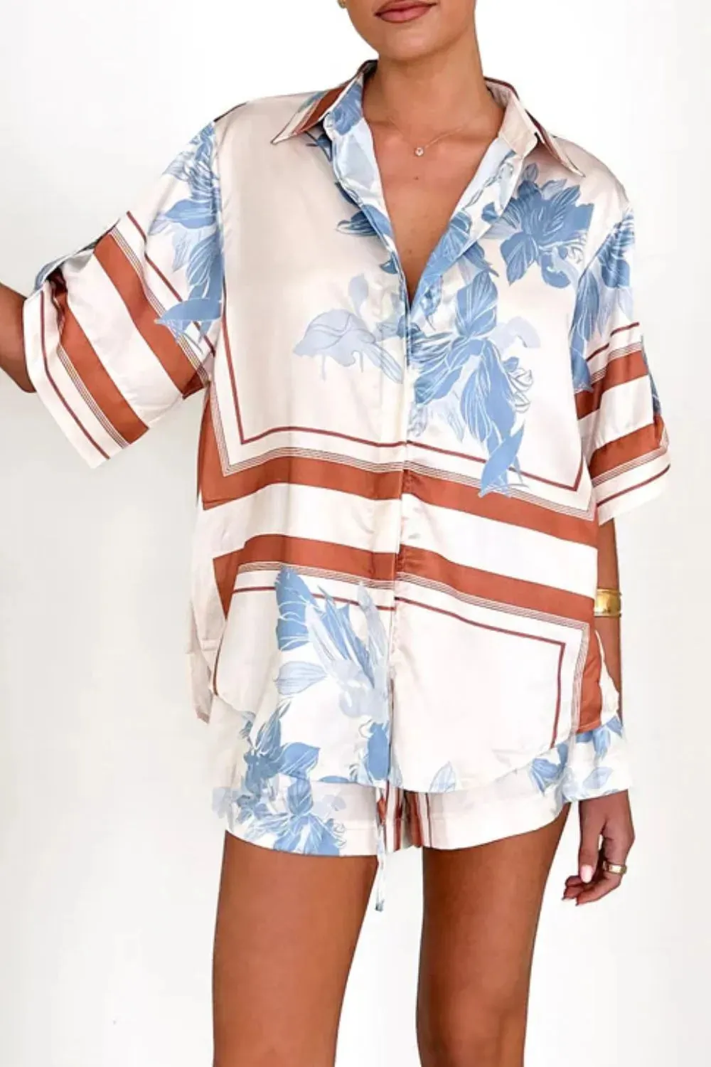 Printed Collared Neck Top and Shorts Set sold by Charming Charlie product image thumbnail 5