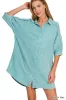 Zenana Washed Double Gauze Button Down Shirt Dress sold by Charming Charlie