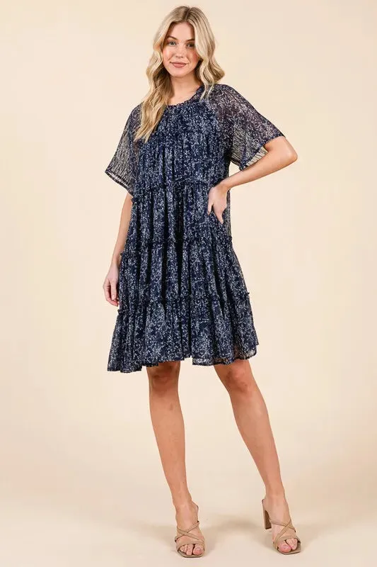 Lime 'N' Chili Ditsy Floral Print Sheer Ruffle Detail Mini Dress sold by Charming Charlie