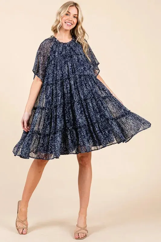 Lime 'N' Chili Ditsy Floral Print Sheer Ruffle Detail Mini Dress sold by Charming Charlie product image thumbnail 4