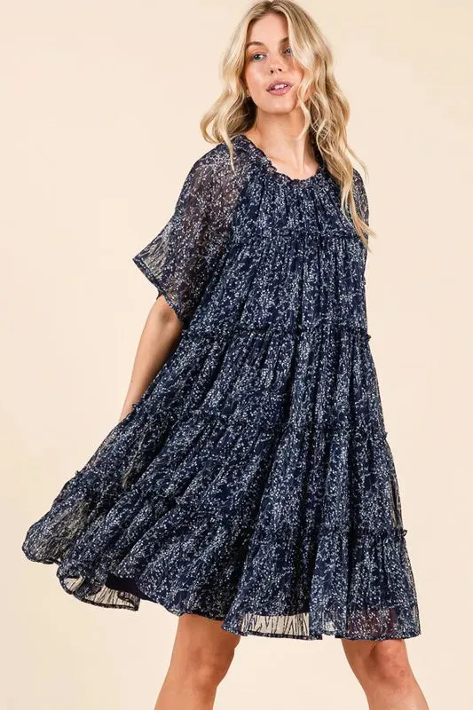 Lime 'N' Chili Ditsy Floral Print Sheer Ruffle Detail Mini Dress sold by Charming Charlie product image thumbnail 5