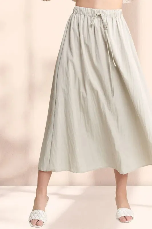 ADORA Drawstring Waist Crinkle Maxi Skirt sold by Charming Charlie product image thumbnail 4