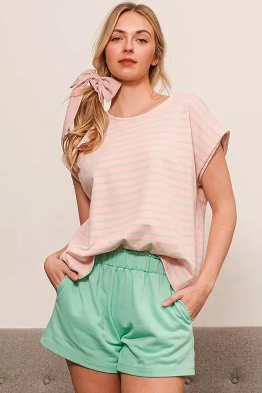 Lime 'N' Chili Striped Muscle Sleeve Top sold by Charming Charlie