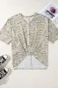 Leopard Print Half Sleeve V Neck Loose Fit T Shirt sold by Charming Charlie