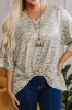 Leopard Print Half Sleeve V Neck Loose Fit T Shirt sold by Charming Charlie