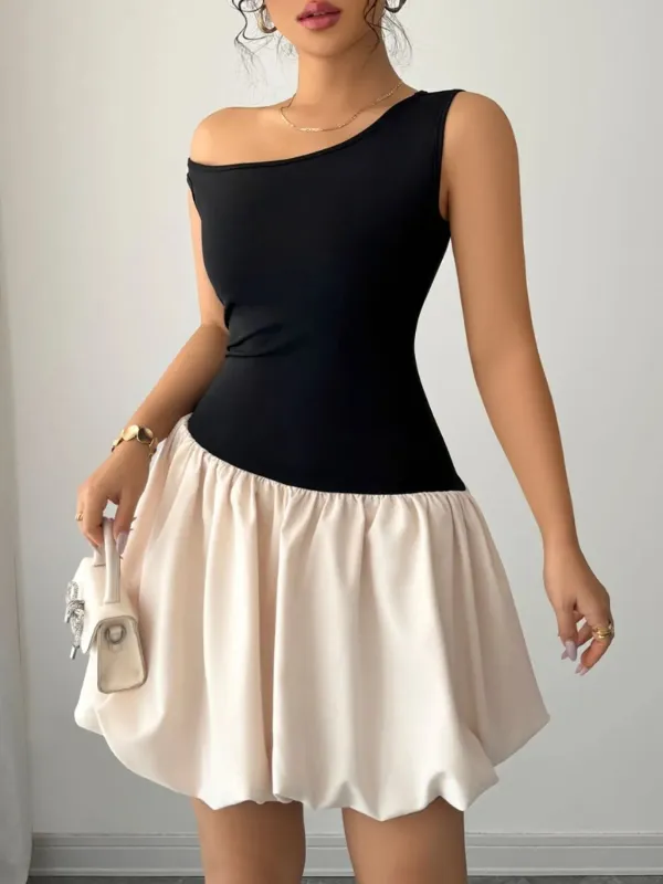 Contrast Single Shoulder Mini Tank Dress sold by Charming Charlie