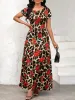 Printed Round Neck Short Sleeve Maxi Tee Dress sold by Charming Charlie