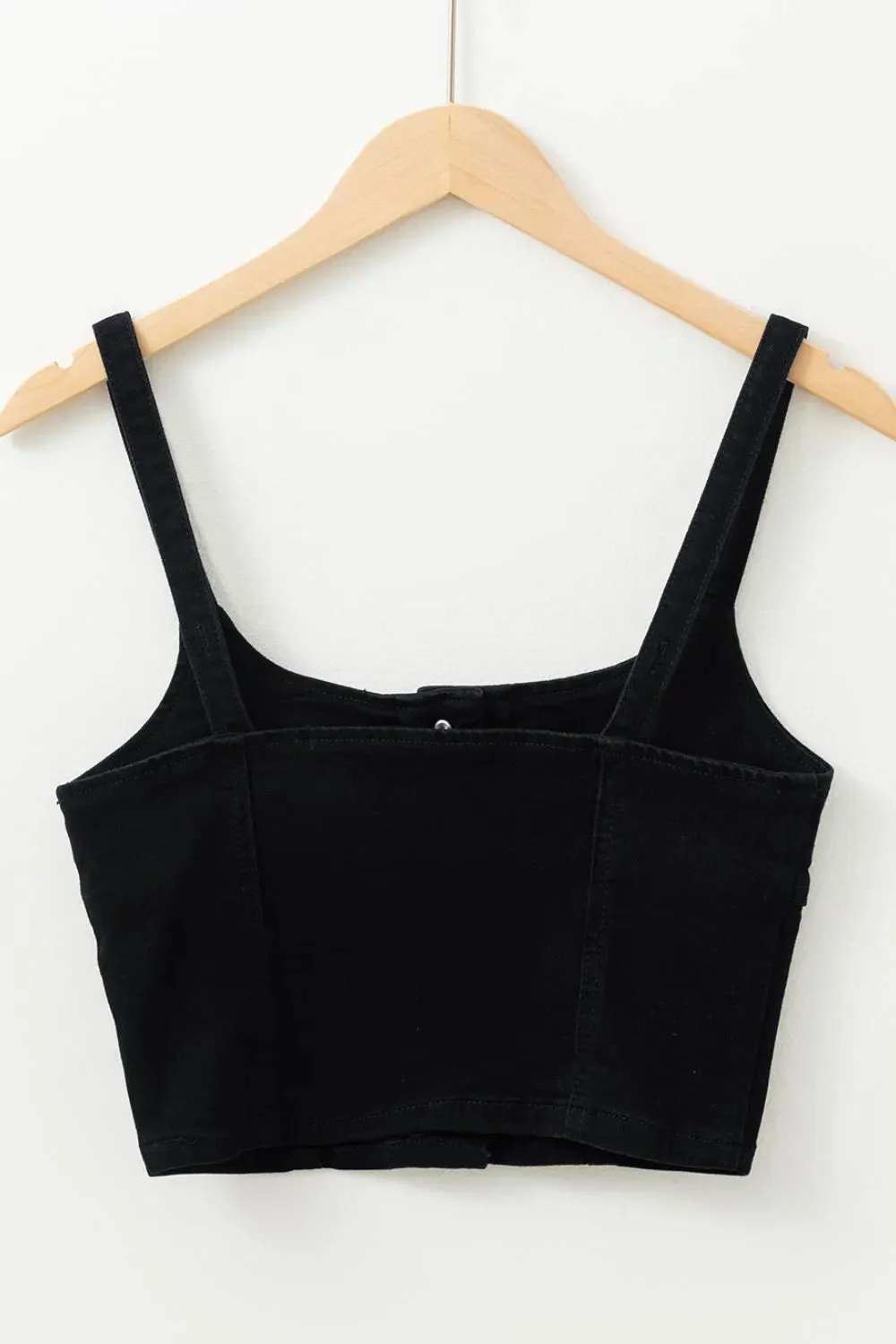 Acid Wash Buttoned Cropped Slim Denim Tank Top sold by Charming Charlie product image thumbnail 5