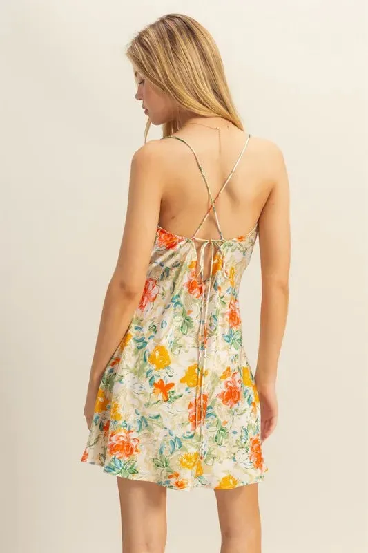 HYFVE Floral Cowl Neck Flirty Satin Mini Dress sold by Charming Charlie product image thumbnail 5