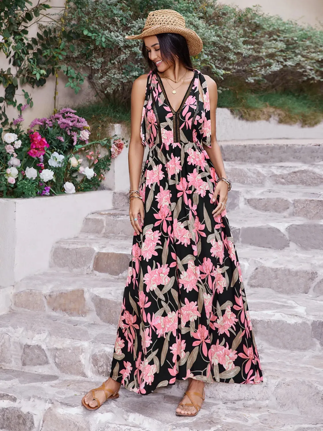 Printed V-Neck Tie Shoulder Dress sold by Charming Charlie product image thumbnail 5