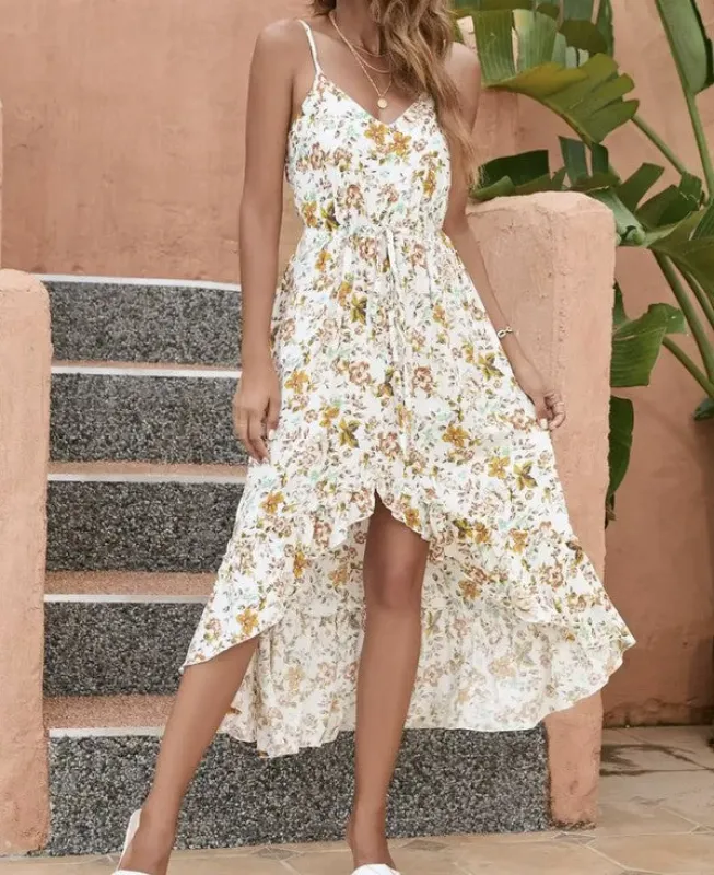 Elegant Floral Midi Dress with Adjustable Straps sold by Charming Charlie
