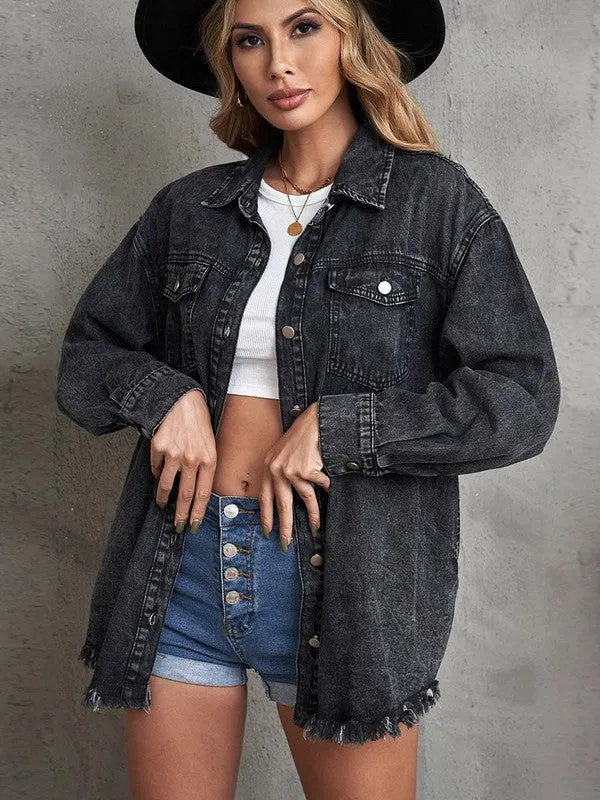 Denim button down jacket sold by Charming Charlie product image thumbnail 4