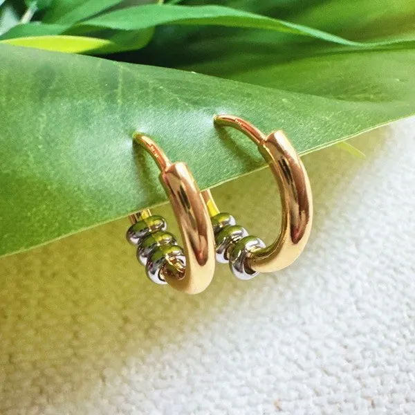 Ringed Up Two Toned Huggie Hoop Earrings sold by Charming Charlie product image thumbnail 2