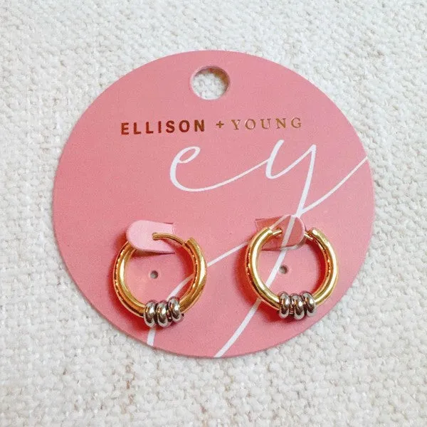 Ringed Up Two Toned Huggie Hoop Earrings sold by Charming Charlie product image thumbnail 4