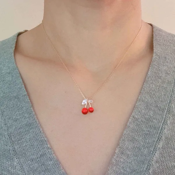 Jewel Cherry Pendant Necklace sold by Charming Charlie product image thumbnail 3