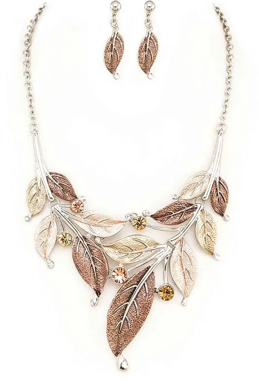 Metal Leaf Statement Necklace Set sold by Charming Charlie product image thumbnail 3