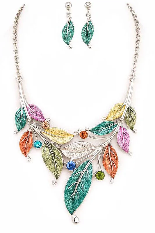 Metal Leaf Statement Necklace Set sold by Charming Charlie